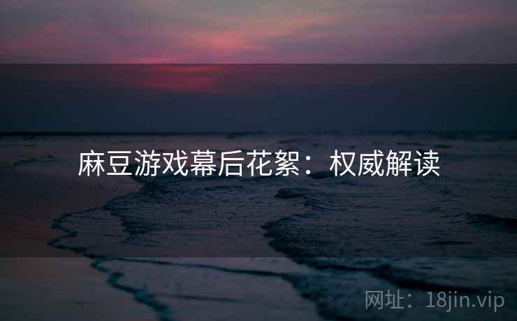 麻豆游戏幕后花絮：权威解读