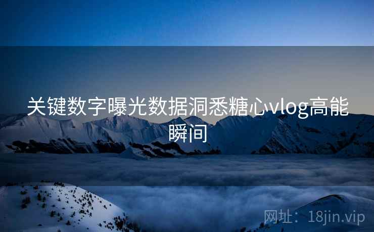 关键数字曝光数据洞悉糖心vlog高能瞬间